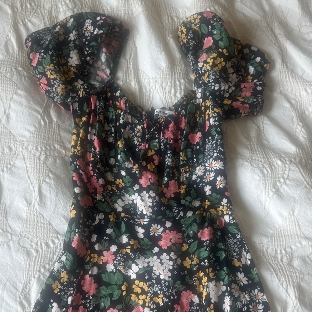 Reformation Floral Mini Dress - Black, Pink, Green